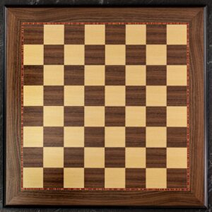 Rechapados Ferrer Walnut and Sycamore Black Framed Chess Board - X Large  - can be Engraved or Personalised