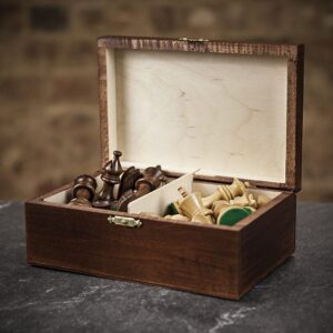Regency Chess Down Head Knight Staunton Chess Pieces in Wood Box - Small  - can be Engraved or Personalised