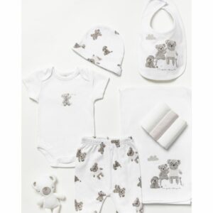 Rock A Bye Baby Unisex Bunny Print Cotton 10-Piece Gift Set - White - Size 0-3M