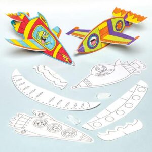 Rocket Colour-in Gliders (Pack of 8) Toys