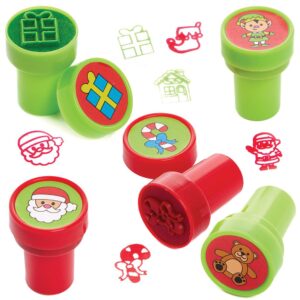 Santa’s Workshop Self-Inking Stampers (Pack of 10) Christmas Craft Supplies 2 assorted ink colours - Red & Green