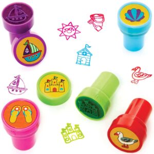 Seaside Self-inking Stampers  (Pack of 10) Small Toys 5 assorted ink colours - Red