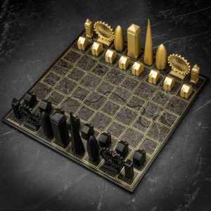 Skyline Chess Luxury Bronze London Edition Chess Set with London Map Board  - can be Engraved or Personalised