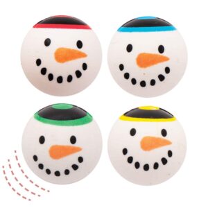 Snowman High Bounce Balls (Pack of 10) Christmas Toys 5 assorted hat colours - Red