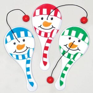 Snowman Mini Paddle Ball (Pack of 6) Christmas Toys