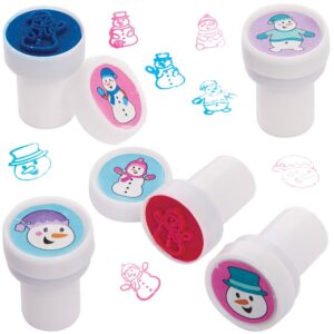 Snowman Self-Inking Stampers (Pack of 10) Christmas Craft Supplies 5 assorted ink colours - Light Blue