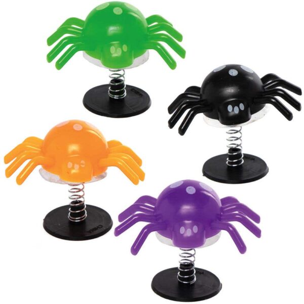 Spider Jump-ups (Pack of 8) Halloween Crafts 4 assorted colours - Black