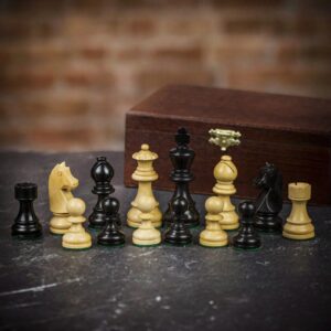 Sunrise Games German Staunton Ebonised Chess Pieces in Gift Box - Medium  - can be Engraved or Personalised