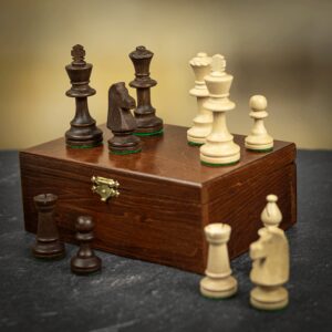 Sunrise Games Staunton No.5 Hornbeam Wood Chess Pieces in Wooden Case  - can be Engraved or Personalised