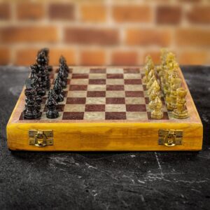 Verma Chess Set Soapstone - Travel 10" x 10"  - can be Engraved or Personalised