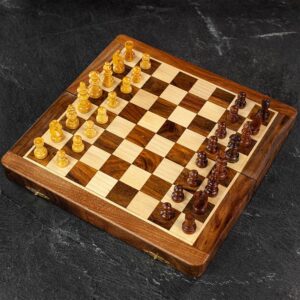Verma Folding Chess Set with Storage - Travel  - can be Engraved or Personalised