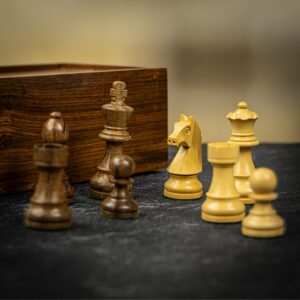 Verma Walnut Chess Pieces in Wooden Chess Box  - can be Engraved or Personalised