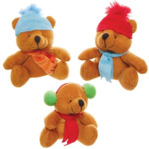 Winter Teddy Bear Soft Toys (Pack of 4)