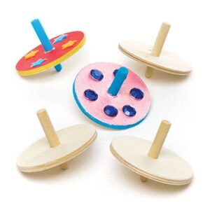 Wooden Spinning Tops (Pack of 6) Wood Craft Kits For Kids