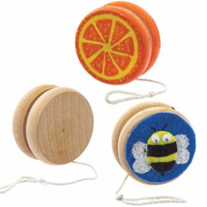 Wooden YoYo Spinning Tops (Pack of 4) Wood Craft Kits For Kids