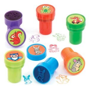 Woodland Animal Self-Inking Stampers (Pack of 10) Small Toys 6 assorted ink colours - Light Green