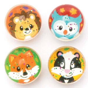 Woodland Friends Glitter Bouncy Balls (Pack of 8) Pocket Money Toys 4 assorted colours - Green