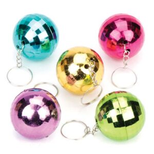 Disco Glitter Ball Keyrings (Pack of 6) Toys