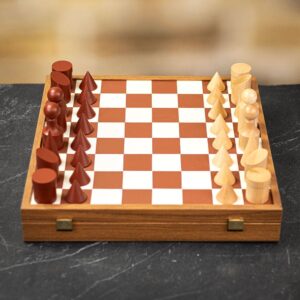 Manopoulos Bauhaus Chess Set - Terracotta & White  - can be Engraved or Personalised