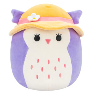 Original Squishmallows 7.5' Soft Toy - Holly the Purple Owl with Sunhat