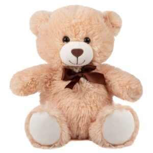 Traditional 25cm Beige Teddy Bear with Brown Bow Soft Toy