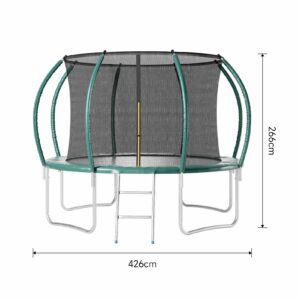 6~14 Ft Dia. Outdoor Kids Trampoline with Safety Net and Ladder
