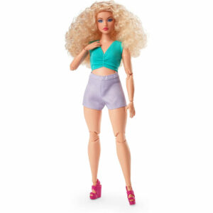 Barbie Looks Doll Blonde Curly Hair Block Outfit Curvy Body Style & Pose