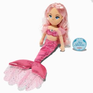 Claire's Sea Sparkles™ Rose Pink Mermaid Plush Toy