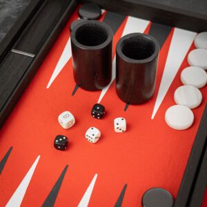 Manopoulos Crocodile Tote Backgammon Set in Imperial Red Leather - Tournament  - add a Personalised Brass Plaque